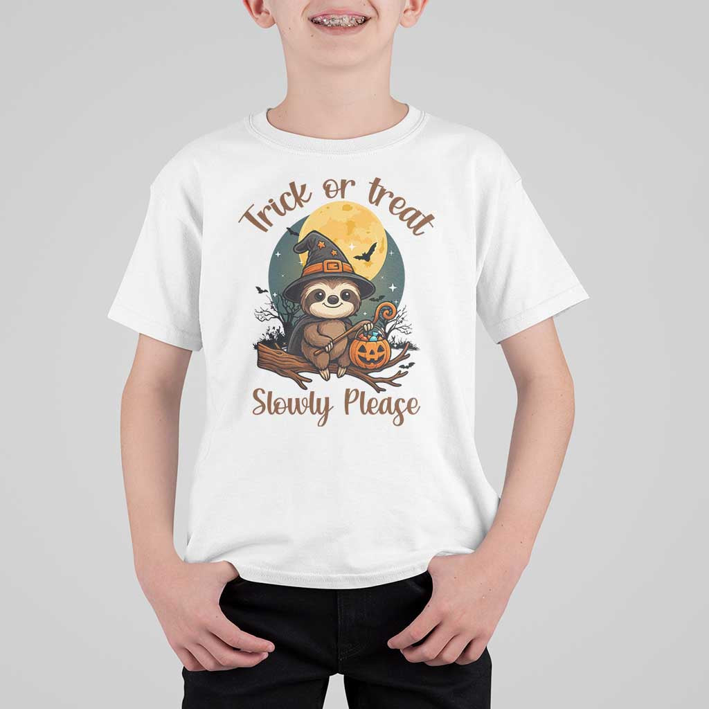 Funny Halloween Sloth T Shirt For Kid Trick Or Treat Slowly Please - Wonder Print Shop