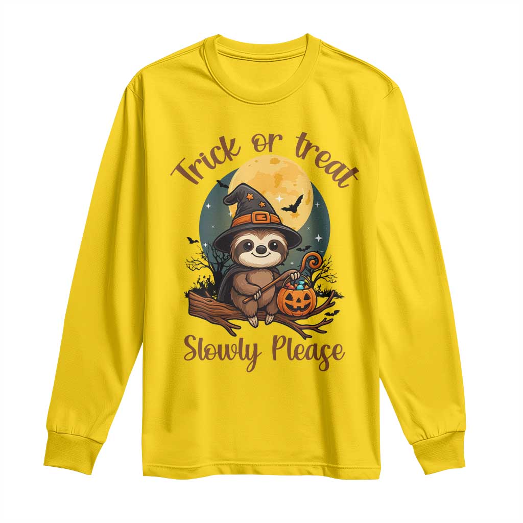 Funny Halloween Sloth Long Sleeve Shirt Trick Or Treat Slowly Please - Wonder Print Shop