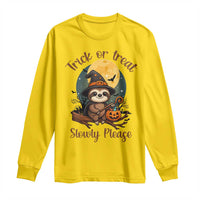 Funny Halloween Sloth Long Sleeve Shirt Trick Or Treat Slowly Please - Wonder Print Shop