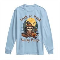 Funny Halloween Sloth Long Sleeve Shirt Trick Or Treat Slowly Please - Wonder Print Shop