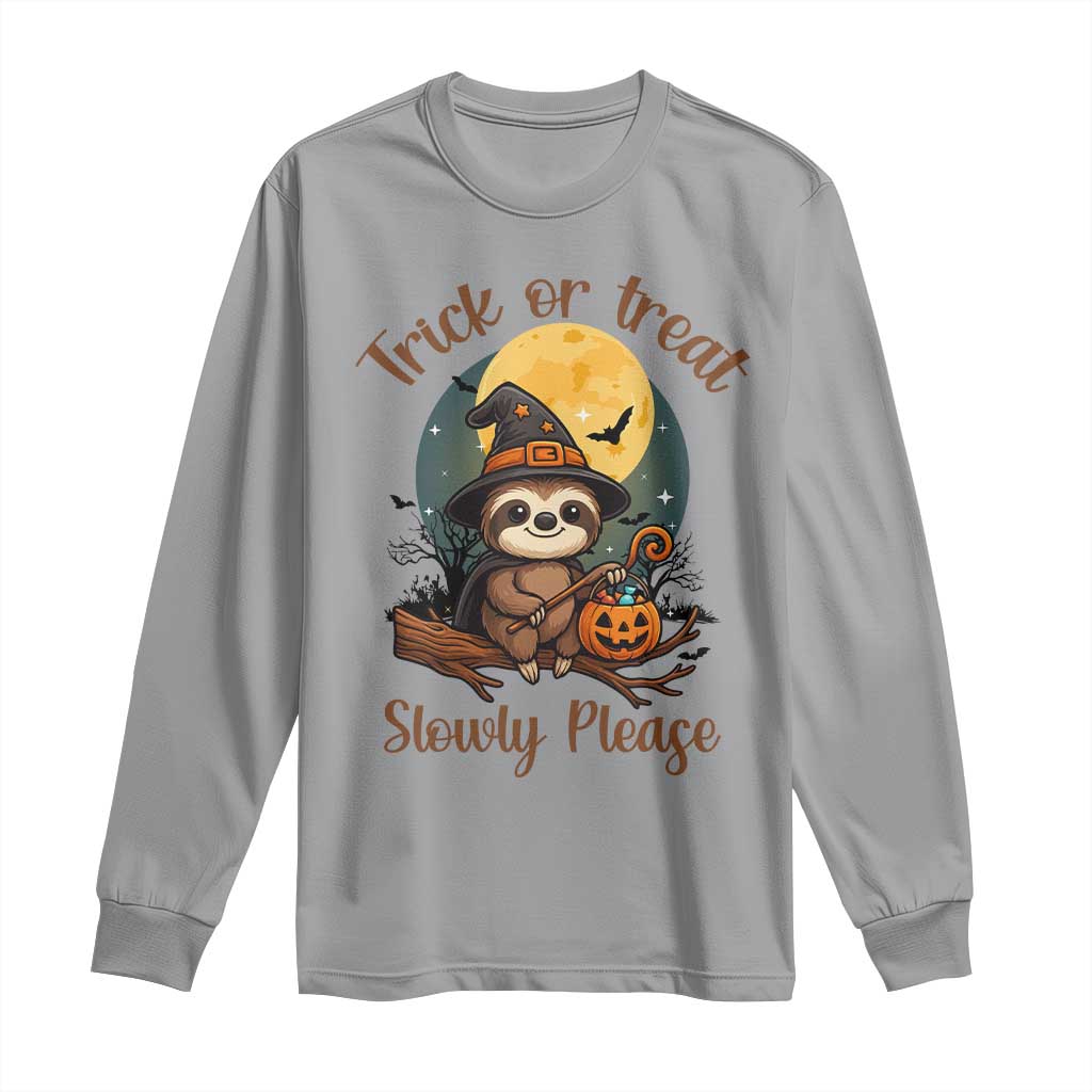 Funny Halloween Sloth Long Sleeve Shirt Trick Or Treat Slowly Please - Wonder Print Shop