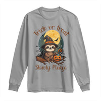 Funny Halloween Sloth Long Sleeve Shirt Trick Or Treat Slowly Please - Wonder Print Shop