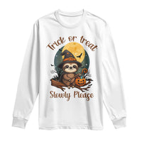 Funny Halloween Sloth Long Sleeve Shirt Trick Or Treat Slowly Please - Wonder Print Shop