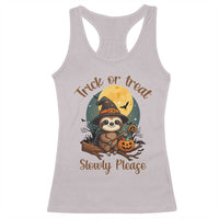 Funny Halloween Sloth Racerback Tank Top Trick Or Treat Slowly Please - Wonder Print Shop