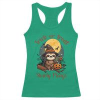 Funny Halloween Sloth Racerback Tank Top Trick Or Treat Slowly Please - Wonder Print Shop