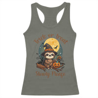 Funny Halloween Sloth Racerback Tank Top Trick Or Treat Slowly Please - Wonder Print Shop