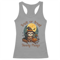 Funny Halloween Sloth Racerback Tank Top Trick Or Treat Slowly Please - Wonder Print Shop