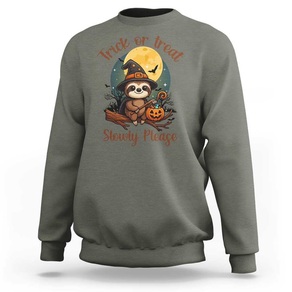 Funny Halloween Sloth Sweatshirt Trick Or Treat Slowly Please - Wonder Print Shop
