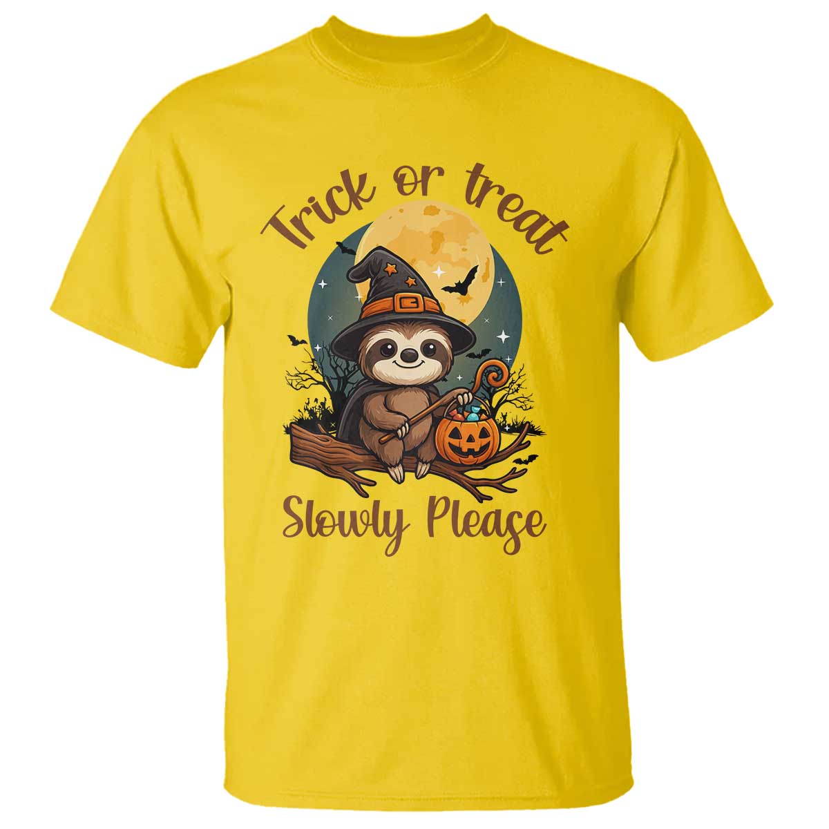 Funny Halloween Sloth T Shirt Trick Or Treat Slowly Please - Wonder Print Shop