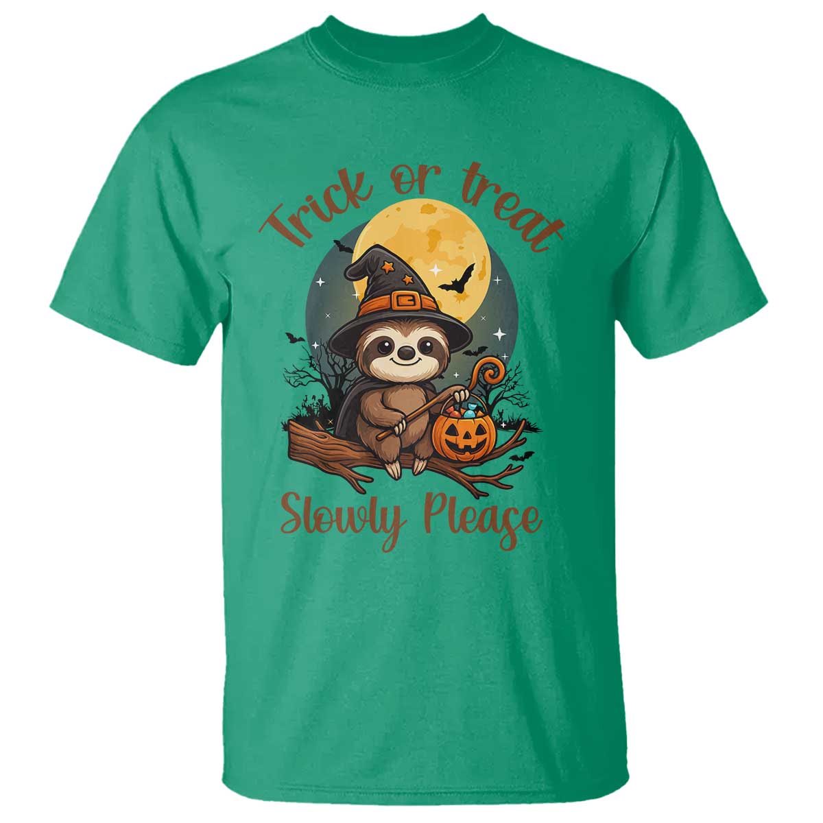 Funny Halloween Sloth T Shirt Trick Or Treat Slowly Please - Wonder Print Shop