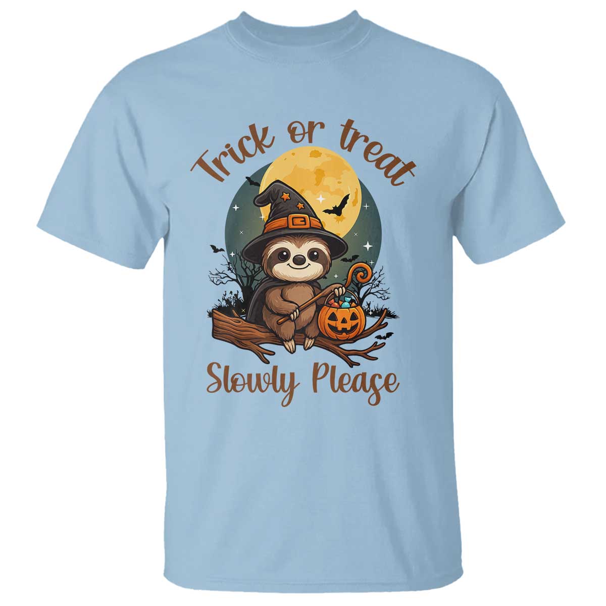 Funny Halloween Sloth T Shirt Trick Or Treat Slowly Please - Wonder Print Shop