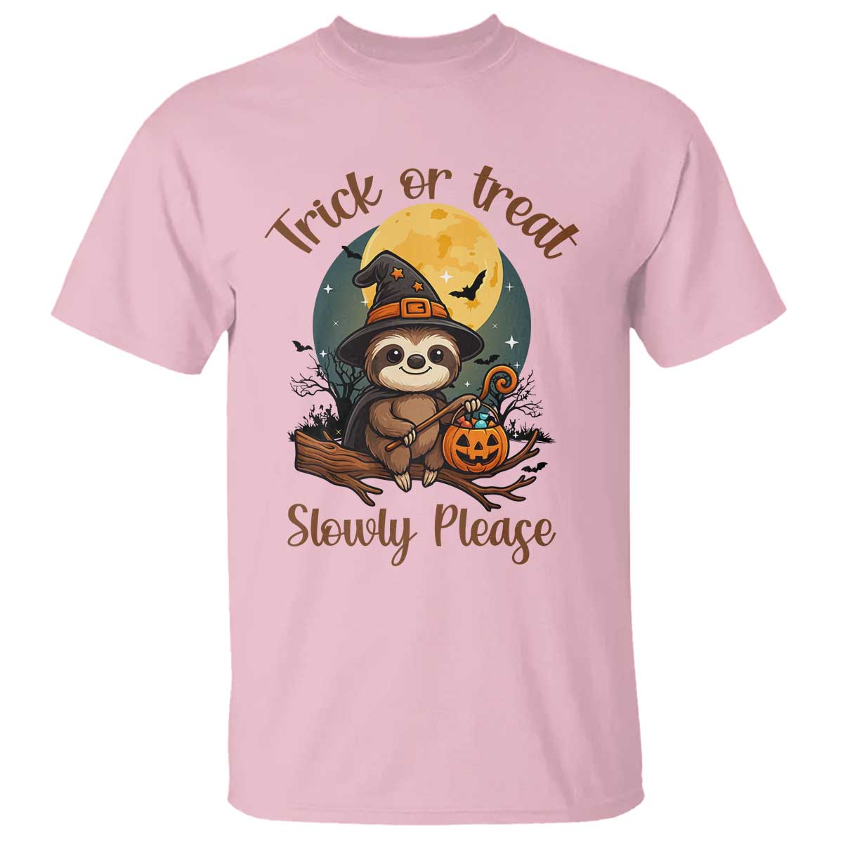 Funny Halloween Sloth T Shirt Trick Or Treat Slowly Please - Wonder Print Shop