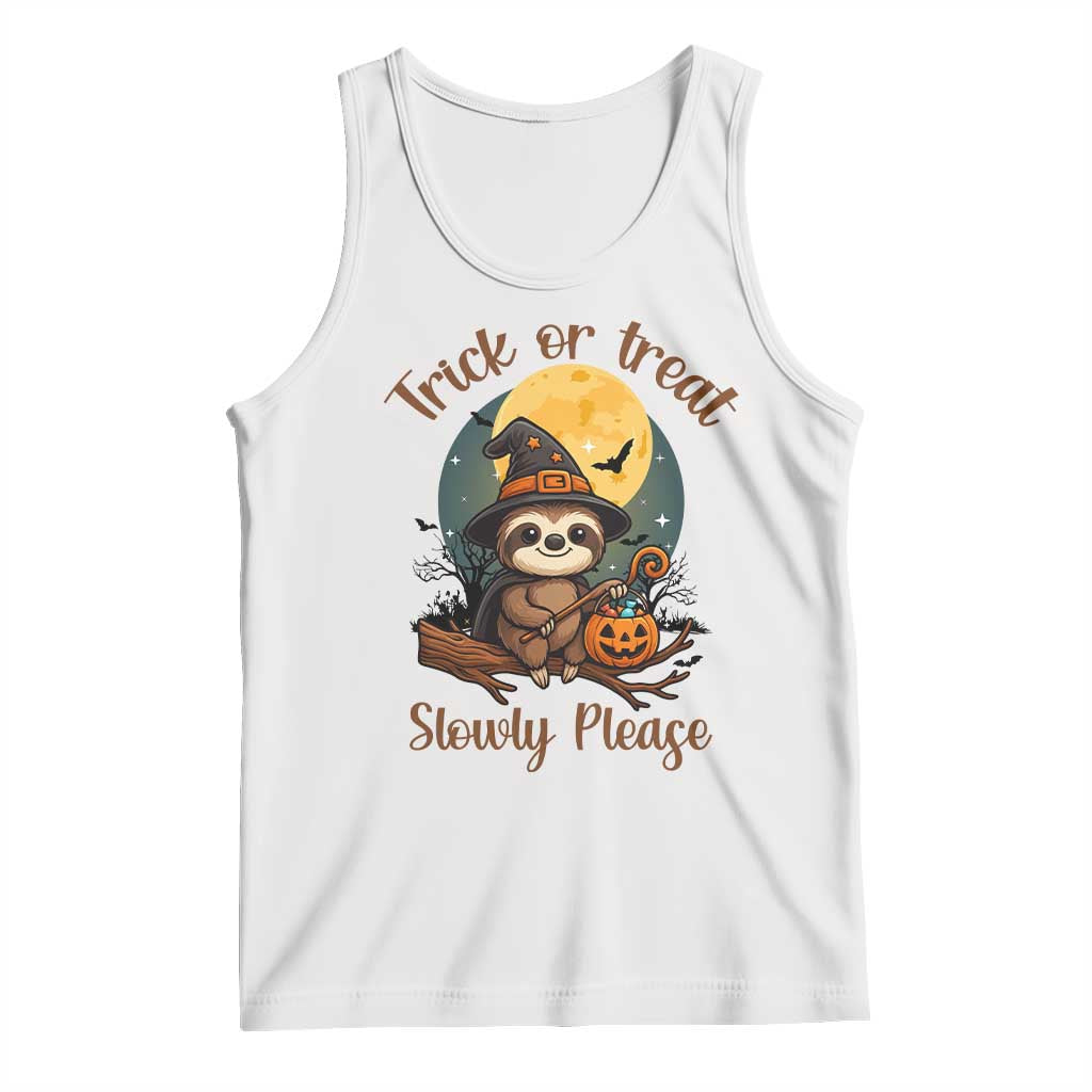 Funny Halloween Sloth Tank Top Trick Or Treat Slowly Please - Wonder Print Shop