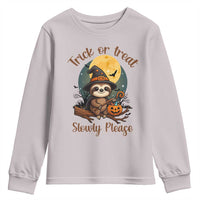 Funny Halloween Sloth Youth Sweatshirt Trick Or Treat Slowly Please - Wonder Print Shop