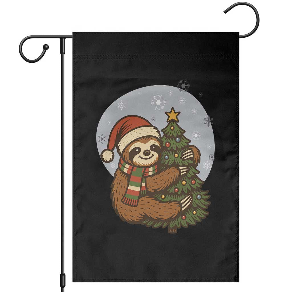 Funny Xmas Garden Flag Slothin Around The Christmas Tree - Wonder Print Shop