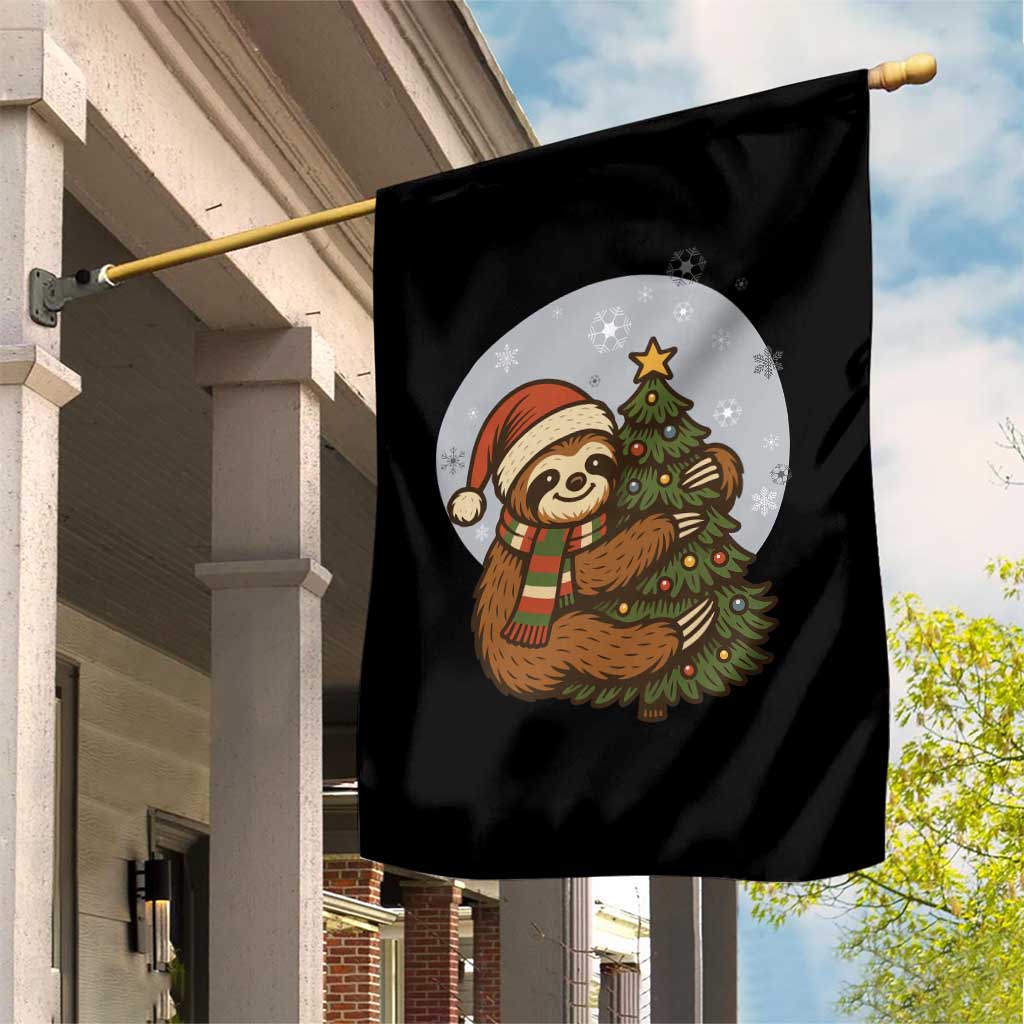 Funny Xmas Garden Flag Slothin Around The Christmas Tree - Wonder Print Shop