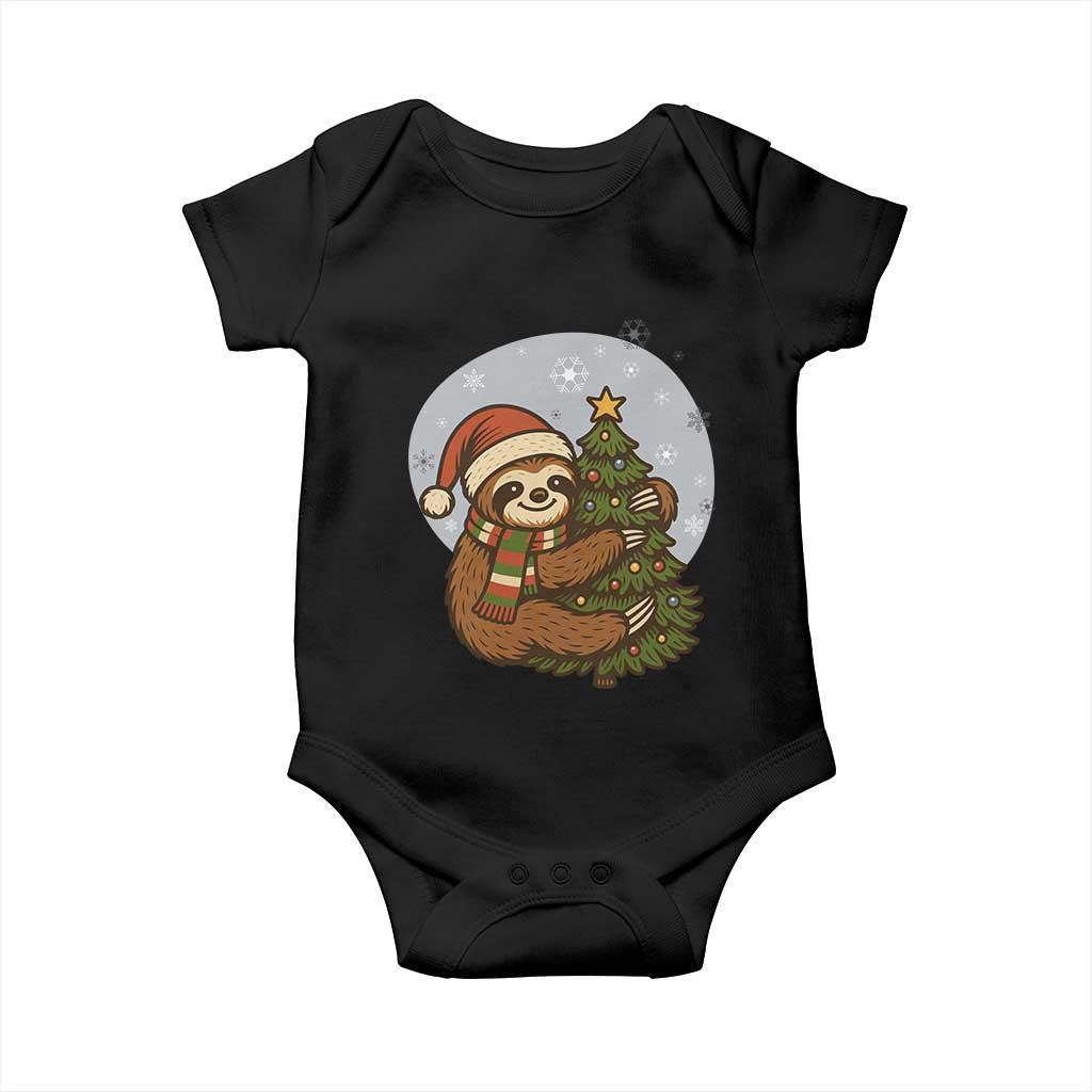 Funny Xmas Baby Onesie Slothin Around The Christmas Tree - Wonder Print Shop
