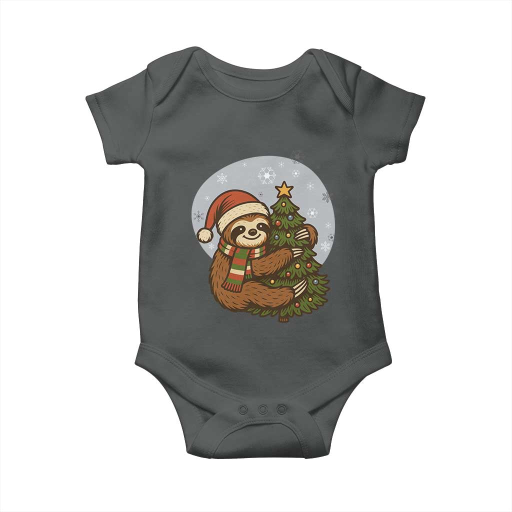 Funny Xmas Baby Onesie Slothin Around The Christmas Tree - Wonder Print Shop