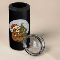 Funny Xmas 4 in 1 Can Cooler Tumbler Slothin Around The Christmas Tree