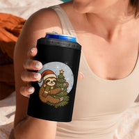 Funny Xmas 4 in 1 Can Cooler Tumbler Slothin Around The Christmas Tree