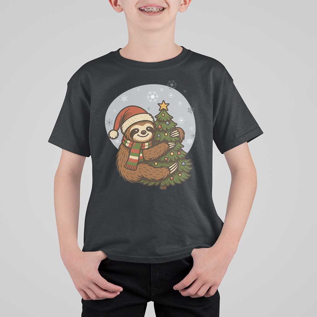 Funny Xmas T Shirt For Kid Slothin Around The Christmas Tree - Wonder Print Shop