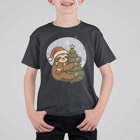 Funny Xmas T Shirt For Kid Slothin Around The Christmas Tree - Wonder Print Shop