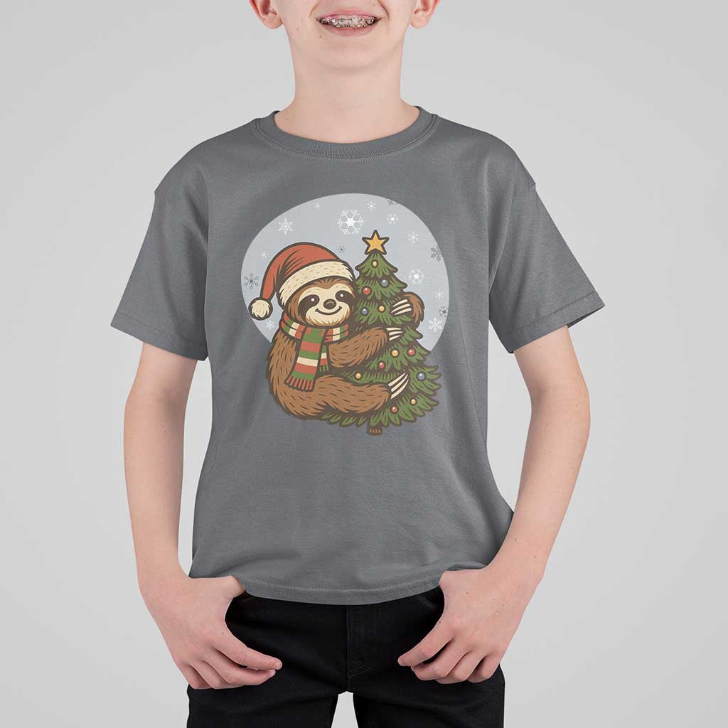 Funny Xmas T Shirt For Kid Slothin Around The Christmas Tree - Wonder Print Shop