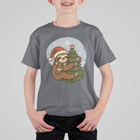 Funny Xmas T Shirt For Kid Slothin Around The Christmas Tree - Wonder Print Shop