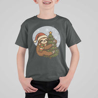 Funny Xmas T Shirt For Kid Slothin Around The Christmas Tree - Wonder Print Shop