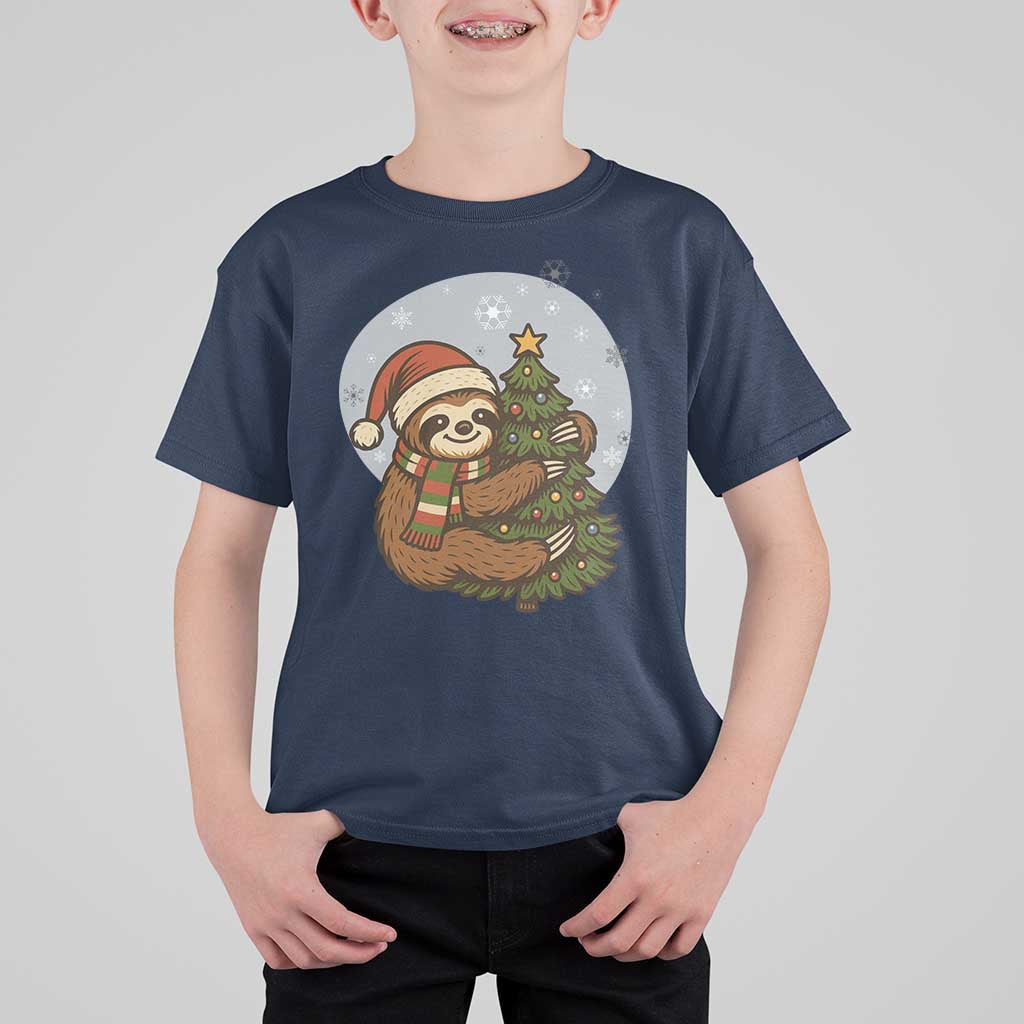 Funny Xmas T Shirt For Kid Slothin Around The Christmas Tree - Wonder Print Shop