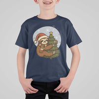 Funny Xmas T Shirt For Kid Slothin Around The Christmas Tree - Wonder Print Shop