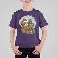 Funny Xmas T Shirt For Kid Slothin Around The Christmas Tree - Wonder Print Shop