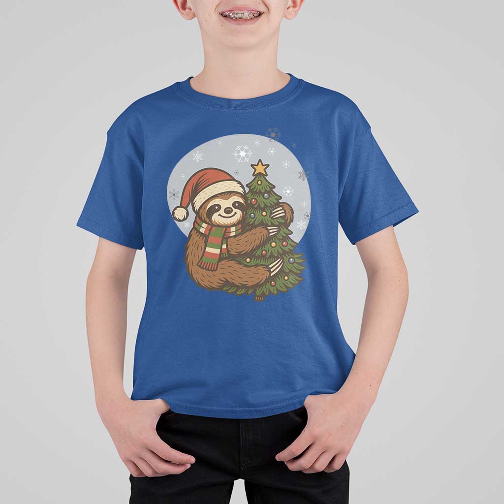 Funny Xmas T Shirt For Kid Slothin Around The Christmas Tree - Wonder Print Shop