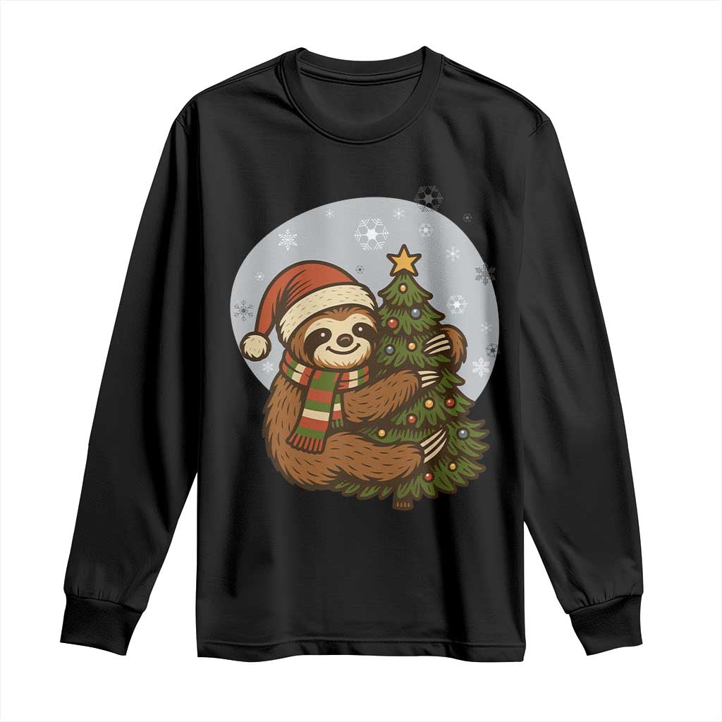 Funny Xmas Long Sleeve Shirt Slothin Around The Christmas Tree - Wonder Print Shop