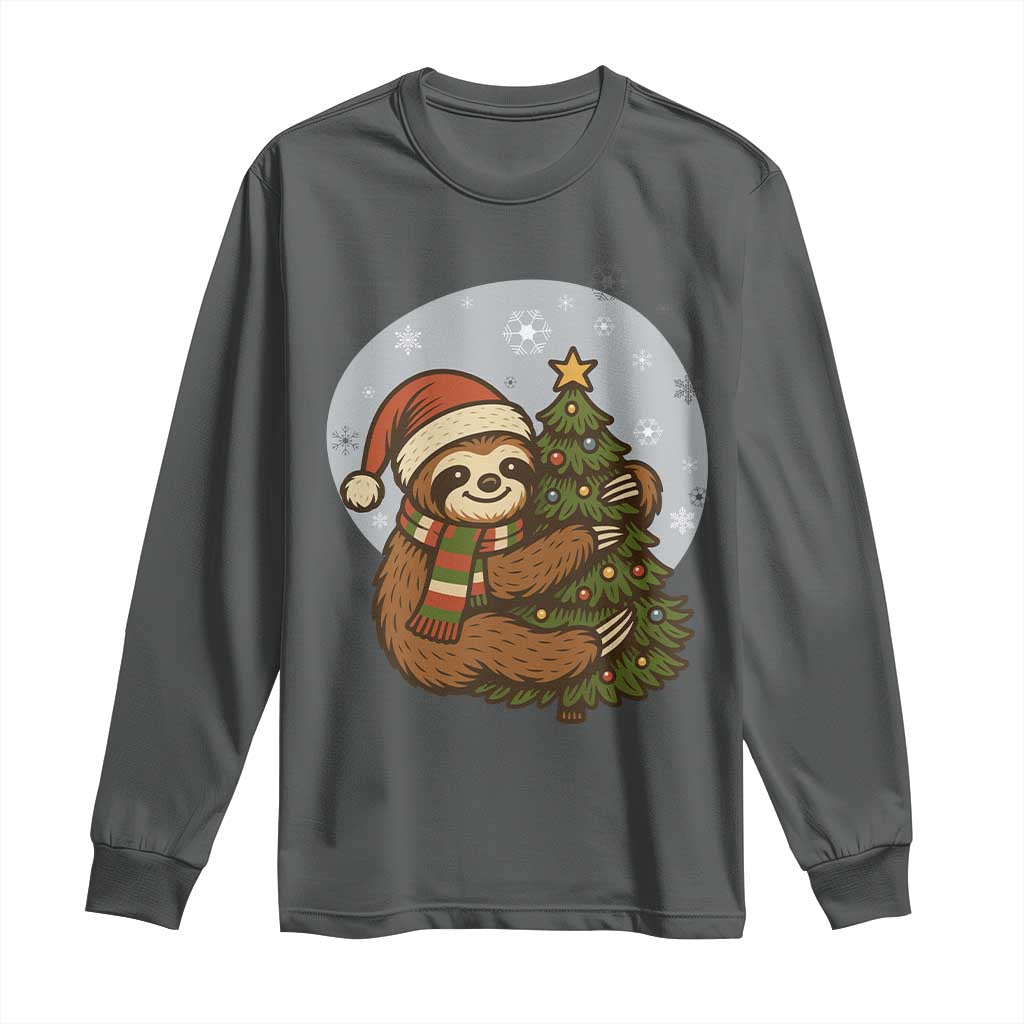 Funny Xmas Long Sleeve Shirt Slothin Around The Christmas Tree - Wonder Print Shop