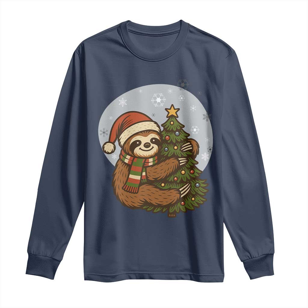 Funny Xmas Long Sleeve Shirt Slothin Around The Christmas Tree - Wonder Print Shop