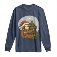 Funny Xmas Long Sleeve Shirt Slothin Around The Christmas Tree - Wonder Print Shop