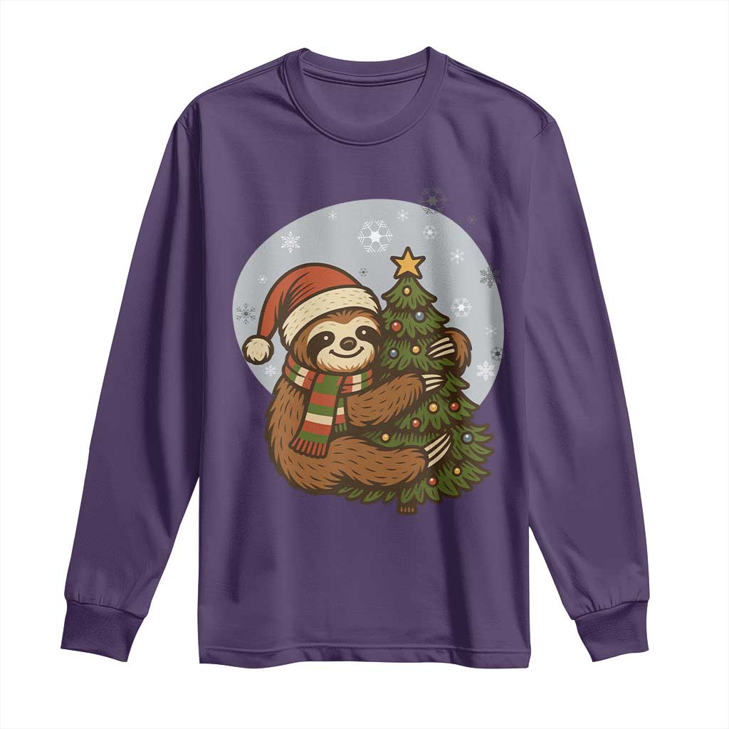 Funny Xmas Long Sleeve Shirt Slothin Around The Christmas Tree - Wonder Print Shop