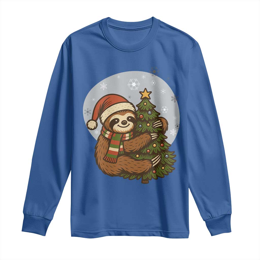 Funny Xmas Long Sleeve Shirt Slothin Around The Christmas Tree - Wonder Print Shop