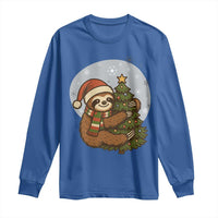 Funny Xmas Long Sleeve Shirt Slothin Around The Christmas Tree - Wonder Print Shop