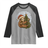 Funny Xmas Raglan Shirt Slothin Around The Christmas Tree - Wonder Print Shop