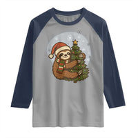 Funny Xmas Raglan Shirt Slothin Around The Christmas Tree - Wonder Print Shop