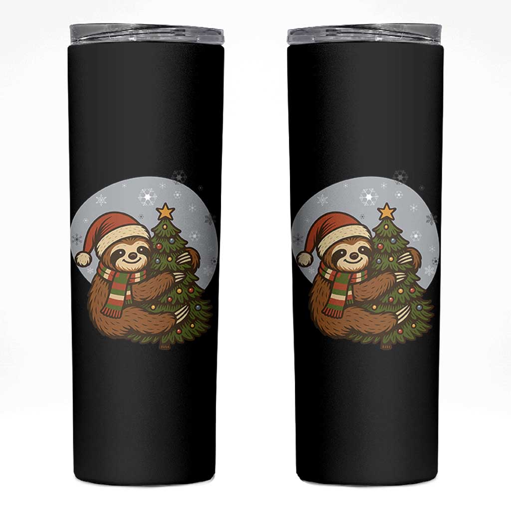 Funny Xmas Skinny Tumbler Slothin Around The Christmas Tree