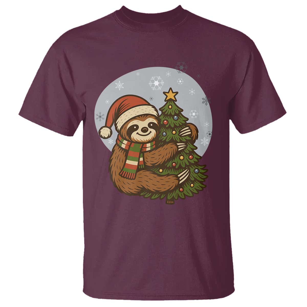 Funny Xmas T Shirt Slothin Around The Christmas Tree - Wonder Print Shop