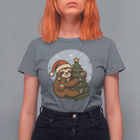 Funny Xmas T Shirt For Women Slothin Around The Christmas Tree - Wonder Print Shop