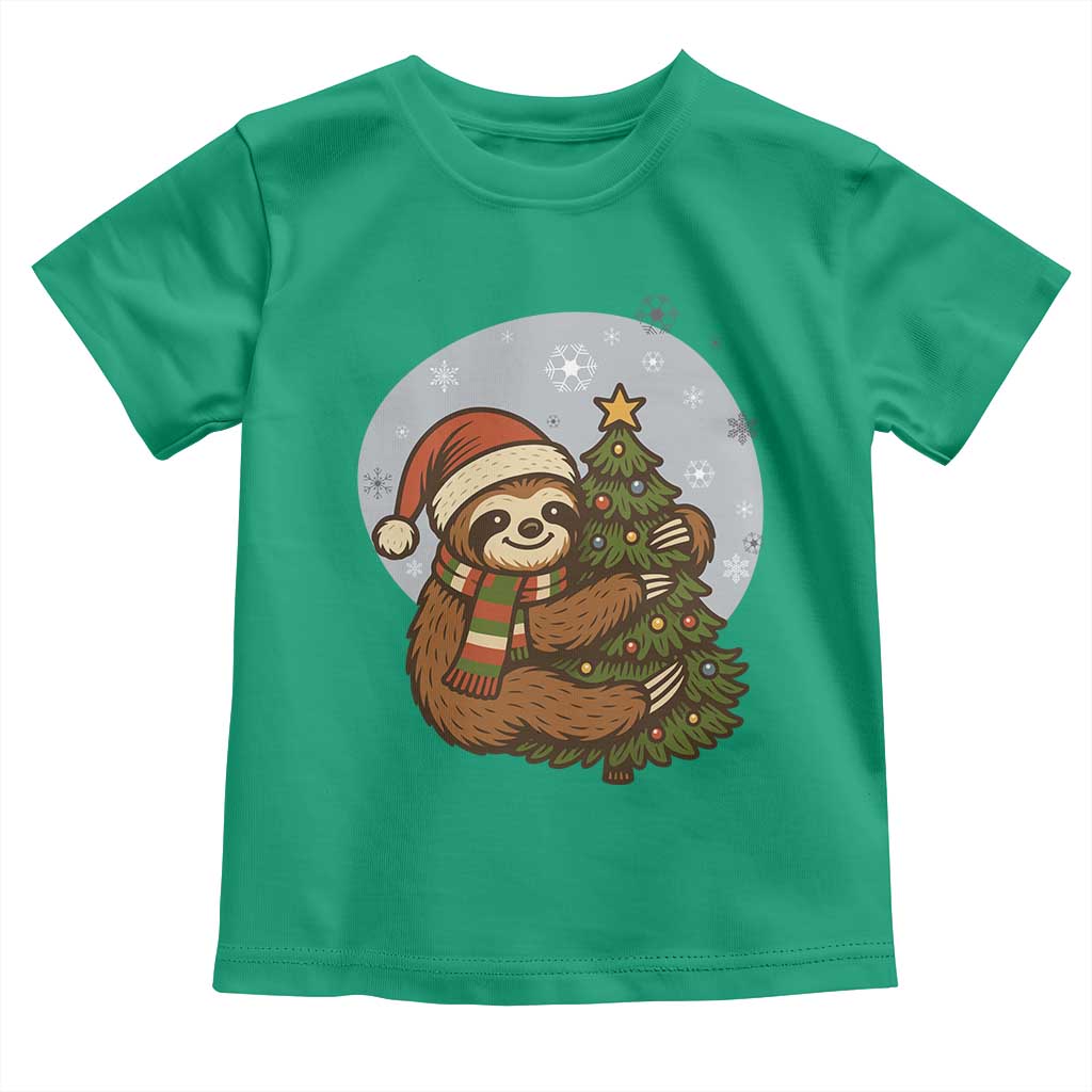 Funny Xmas Toddler T Shirt Slothin Around The Christmas Tree - Wonder Print Shop