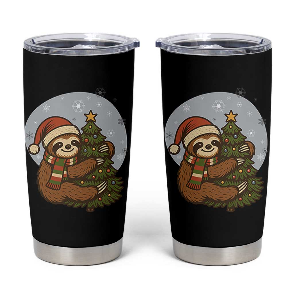 Funny Xmas Tumbler Cup Slothin Around The Christmas Tree