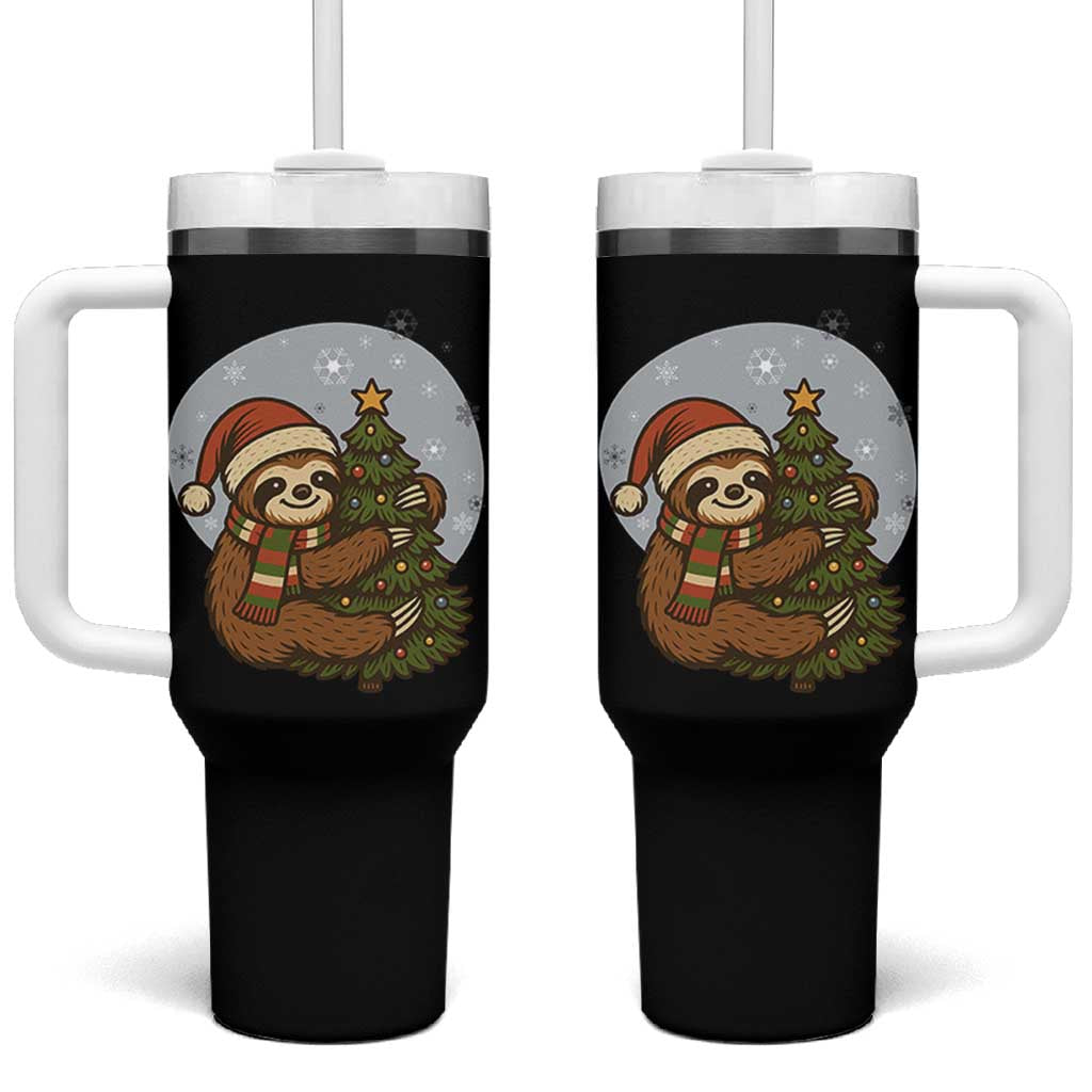 Funny Xmas Tumbler With Handle Slothin Around The Christmas Tree