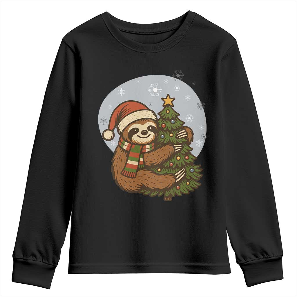 Funny Xmas Youth Sweatshirt Slothin Around The Christmas Tree - Wonder Print Shop