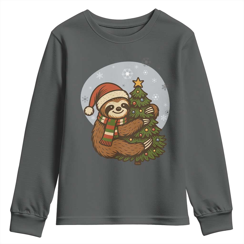 Funny Xmas Youth Sweatshirt Slothin Around The Christmas Tree - Wonder Print Shop